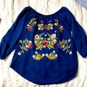 Embroidered off the shoulder top
